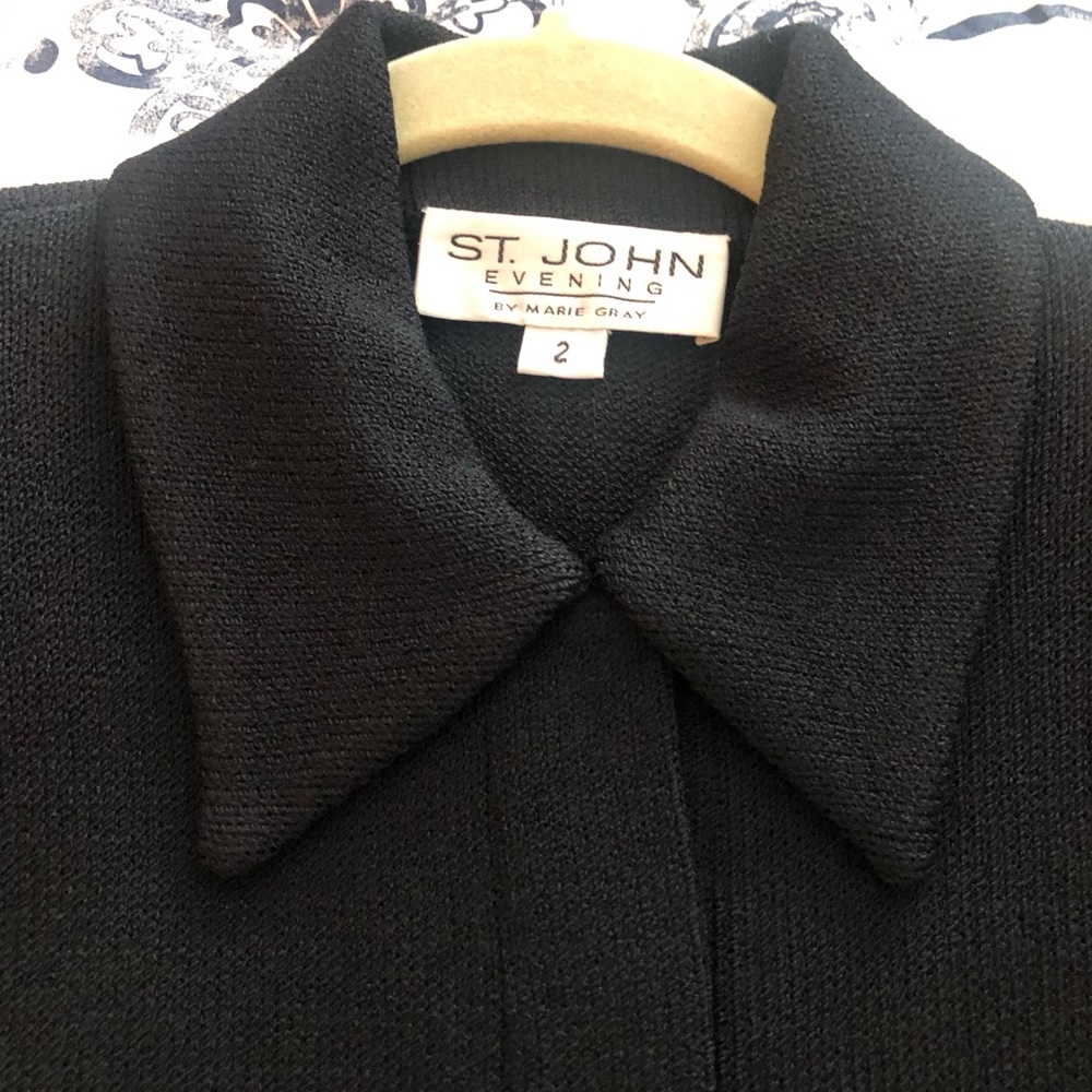 St. John Black Knit Top/ Cardigan Style